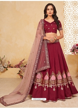 Maroon Designer Heavy Silk Wedding Wear Lehenga Choli