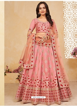 Pink Designer Heavy Silk Wedding Wear Lehenga Choli