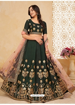 Dark Green Designer Heavy Silk Wedding Wear Lehenga Choli