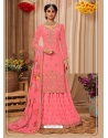 Peach Designer Party Wear Faux Georgette Wedding Suit