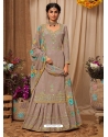 Taupe Designer Party Wear Faux Georgette Wedding Suit