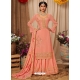 Light Orange Designer Party Wear Faux Georgette Wedding Suit