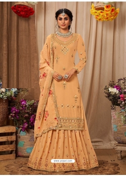 Mustard Designer Party Wear Faux Georgette Wedding Suit