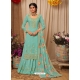 Sky Blue Designer Party Wear Faux Georgette Wedding Suit