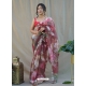 Maroon Designer Organza Wedding Wear Sari