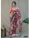 Maroon Designer Organza Wedding Wear Sari