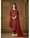 Tomato Red Fabulous Designer Two Tone Cationic Georgette Palazzo Suit