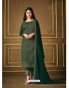 Dark Green Fabulous Designer Two Tone Cationic Georgette Palazzo Suit