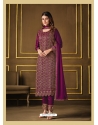 Medium Violet Fabulous Designer Two Tone Cationic Georgette Palazzo Suit