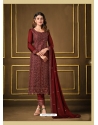 Maroon Fabulous Designer Two Tone Cationic Georgette Palazzo Suit