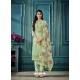 Green Fabulous Designer Soft Satin Organza Palazzo Suit