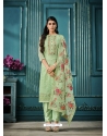 Green Fabulous Designer Soft Satin Organza Palazzo Suit