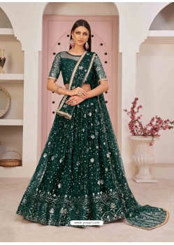 Teal Designer Mono Net Wedding Wear Lehenga Choli