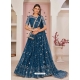 Teal Blue Designer Mono Net Wedding Wear Lehenga Choli