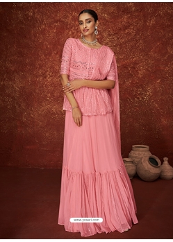 Pink Readymade Designer Party Wear Real Georgette Wedding Suit