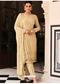 Light Beige Fabulous Designer Georgette Palazzo Suit