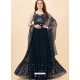 Black Readymade Designer Wedding Wear Faux Georgette Anarkali Suit