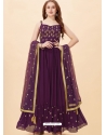 Purple Readymade Designer Wedding Wear Faux Georgette Anarkali Suit