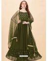 Mehendi Readymade Designer Wedding Wear Faux Georgette Anarkali Suit