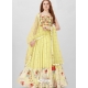Light Yellow Readymade Designer Wedding Wear Faux Georgette Anarkali Suit