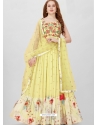 Light Yellow Readymade Designer Wedding Wear Faux Georgette Anarkali Suit
