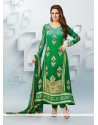 Fascinating Green Embroidery Work Anarkali Suits