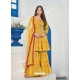Yellow Readymade Designer Party Wear Pure Muslin Palazzo Suit