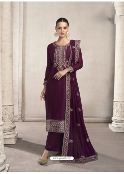 Purple Fabulous Designer Chinon Palazzo Suit