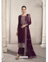 Purple Fabulous Designer Chinon Palazzo Suit