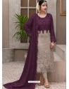 Purple Fabulous Designer Faux Georgette Palazzo Suit