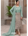Grayish Green Fabulous Designer Faux Georgette Palazzo Suit