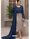 Dark Blue Fabulous Designer Faux Georgette Palazzo Suit