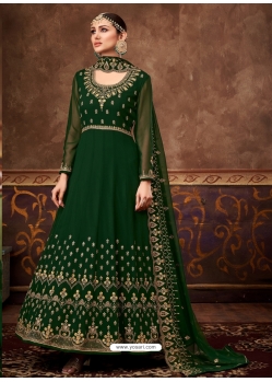 Dark Green Fabulous Designer Real Blooming Georgette Anarkali Suit