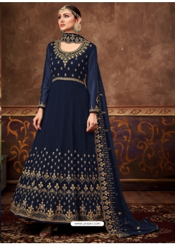 Navy Blue Fabulous Designer Real Blooming Georgette Anarkali Suit
