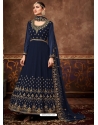 Navy Blue Fabulous Designer Real Blooming Georgette Anarkali Suit