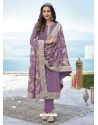 Lavender Scintillating Designer Heavy Chinon And Georgette Palazzo Suit