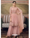 Dusty Pink Scintillating Designer Heavy Faux Georgette Sharara Suit