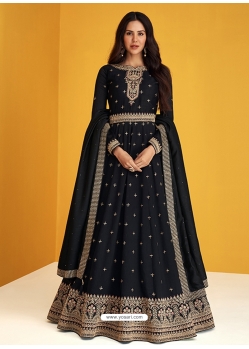 Navy Blue Readymade Designer Premium Silk Anarkali Suit