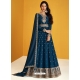 Teal Blue Readymade Designer Premium Silk Anarkali Suit