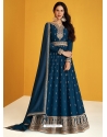 Teal Blue Readymade Designer Premium Silk Anarkali Suit