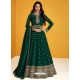 Dark Green Readymade Designer Premium Silk Anarkali Suit