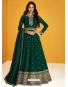 Dark Green Readymade Designer Premium Silk Anarkali Suit