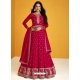 Rose Red Readymade Designer Premium Silk Anarkali Suit