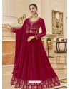Rose Red Designer Heavy Faux Georgette Anarkali Suit