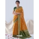 Mustard Designer Silk Organza Wedding Wear Sari