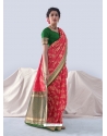 Dark Peach Designer Silk Organza Wedding Wear Sari