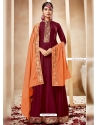 Rose Red Readymade Designer Heavy Maslin Anarkali Suit