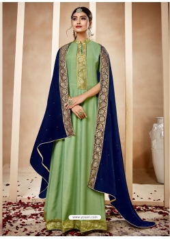 Green Readymade Designer Heavy Maslin Anarkali Suit