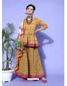 Yellow Readymade Designer Party Wear Pure Cotton Palazzo Suit