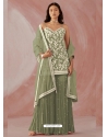 Olive Green Scintillating Designer Heavy Faux Georgette Sharara Suit